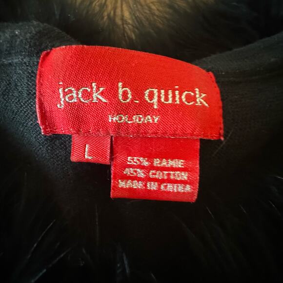 VTG Christmas Lights Sweater Womens L Faux Fur Collar Ugly Christmas Zebra - Picture 9 of 9